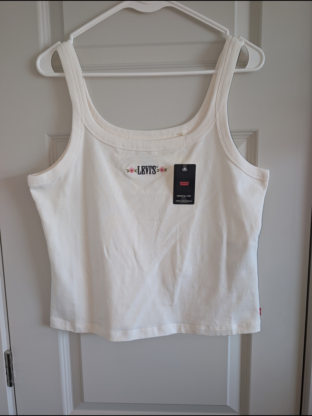 Levi's White Tank Top with Subtle Embroidery